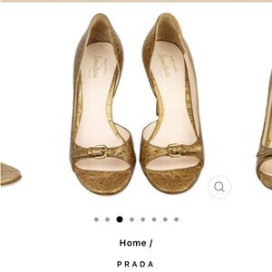 Prada Gold Textured Peep Toe 👠 heels 👠 crocodile gold leather 👠